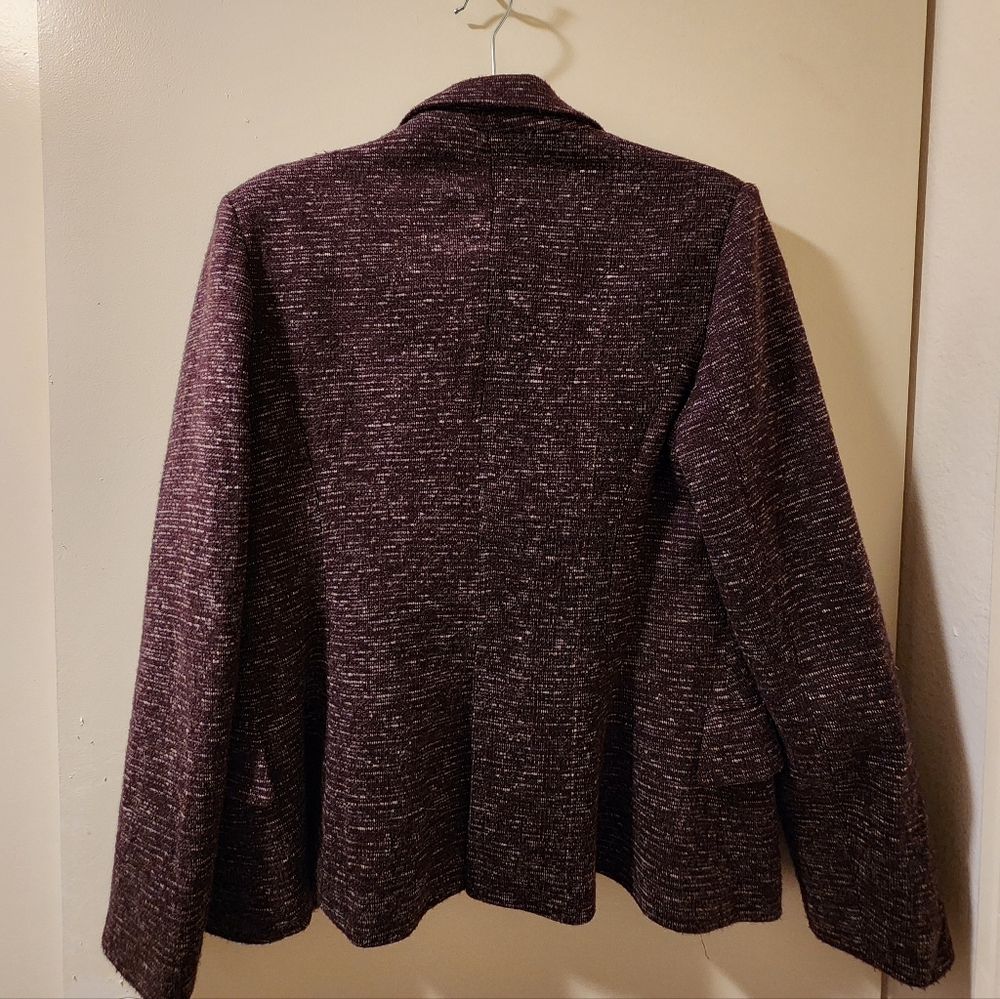 Anthropologie Cartonnier Dashes Knit Eggplant Blazer Size Large - Picture 7 of 13